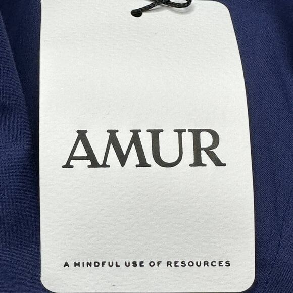 Amur Medina  Floral Twist Front Ruffle Mini Dress Twilight Blue Women 14 NWT - Picture 13 of 15